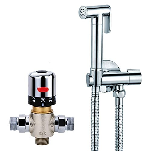 Image of HYGRAD® Bidet Shattaf Douche Spray Multi Use Chrome Hygienic Toilet Shower Thermostatic Mixer Valve Handheld Muslim Bidet Kit with Thermostatic Valve