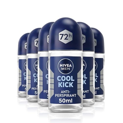 Image of NIVEA Men Cool Kick Anti-Perspirant Deodorant Roll-On (6 x 50ml), Cooling Roll On Deodorant for Men, 72H Active Anti-Sweat and Odour Protection