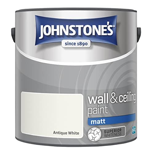 Image of Johnstone's - Wall & Ceiling Paint - Antique White - Matt Finish - Emulsion Paint - Fantastic Coverage - Easy to Apply - Dry in 1-2 Hours - 12m2 Coverage per Litre - 2.5L