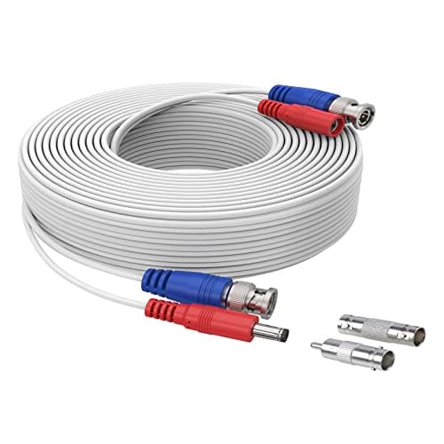 Image of SANNCE 30M 100 Feet Video Power Security Camera Cable for CCTV Surveillance DVR System Installation-White