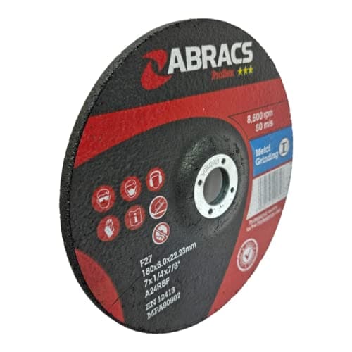 Image of 2-Pack Abracs Metal Grinding Wheel - 180mm Disc for Angle Grinder 6mm Thick