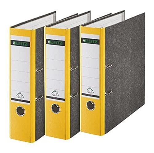 Image of Leitz 180° A4 Board Lever Arch File 80mm Yellow - Pack of 3
