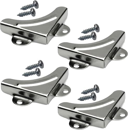 Image of Mirror Corner Brackets Nickel Plated – Pack of 4, Stainless Steel Corner Protectors for Mirrors, Picture Frames, Glass, & Framed Items | Wall Mounting Brackets for Gym, Bathroom, and Home Use