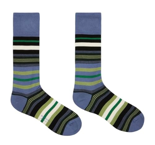 Image of Paul Smith Idan Stripe Green Blue White Black Stripes. One Size