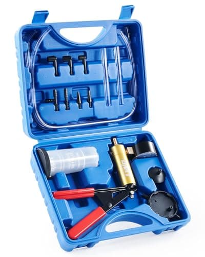 Image of Orion Motor Tech Brake Bleeding Kit with Hand Vacuum Pump and Vacuum Gauge, Motorcycle Brake Bleeder Kit for Brake Fluid and Clutch Bleeding, Fluid Extractor with Adapters