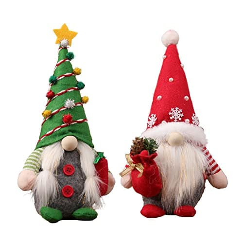 Image of Verve Jelly 2-Piece Set Gonk Gnome Plush Christmas Decoration Handmade Tomte for Gift Tiered Tray Party Farmhouse Home Table Kitchen Shelf Display Decorations