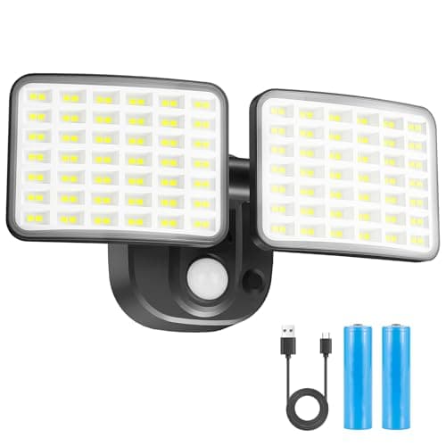 Image of YTKIH Rechargeable Battery Powered Outdoor Security Lights with Motion Sensor, USB Charging, 1–3 Months Battery Life, Motion Sensor Lights Outdoor for Garage, Yard, Entryway, Patio & Garden