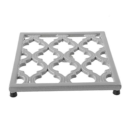 Image of Square Cast Iron Trivet Gray Metal Trivets for Kitchen Dining, Hot Pot Holder Hot Pads for Table & Countertop - Heat Resistant Teapot Trivets