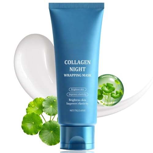 Image of Collagen Night Wrapping Mask, Collagen Face Mask Overnight Peel-Off, Improves Skin Elasticity & Reduces Sagging, Brightening Peel Off Face Mask with Niacinamide & Hyaluronic Acid for Glowing Skin,75ml