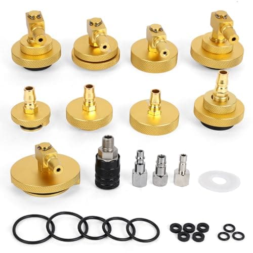 Image of MRCARTOOL 10 Pieces car Brake Bleeder Adapter Set for F118 Master Cylinder Adapter with 9 Pieces Brake Bleeder and 1 Piece Quick Coupling, Brake System Bleeding Tool Set for All Vehicles