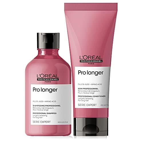 Image of L'Oréal Professionnel Serie Expert Pro Longer Shampoo and Conditioner Set, Helps Thicken Hair and Reduce Split Ends, For Long Hair, 300 ml and 200 ml