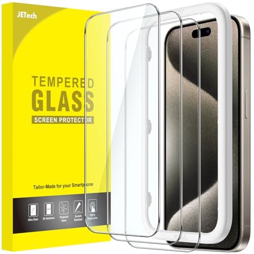 Image of JETech Screen Protector for iPhone 15 Pro Max 6.7-Inch, Tempered Glass Film with Easy Installation Tool, Case-Friendly, HD Clear, 3-Pack
