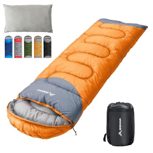 Image of BISINNA Sleeping Bag with Pillow - 4 Season Lightweight Waterproof Warm Sleeping Bag with a compression sack for Adults, Women, Men's Outdoors Camping, Hiking