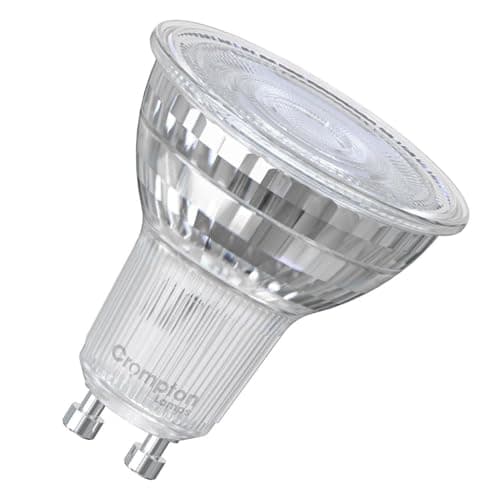 Image of Crompton Lamps LED GU10 Spotlight Bulbs 3.7W Glass | Cool White 4000K | Energy Saving Light Bulbs for Ceiling Lights | 345 Lumens | Direct Halogen Bulbs Replacement | GU10 LED Bulbs