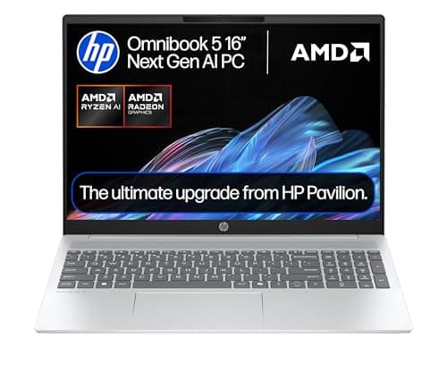 Image of HP OmniBook 5 Next Gen AI Laptop | Copilot+ PC | AMD Ryzen AI 5 340 Processor | 16GB RAM | 512GB SSD | AMD Radeon 840M Graphics | 2K Anti-glare Display | 16.75 Hrs Battery | Windows 11 | 16-ag1001sa