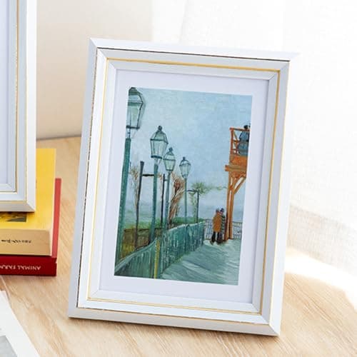 Image of marysgift Small Photo Frame Tabletop Cute Mini Picture Frame with Mat for Displays 3x5cm Photos Wood Photo Picture Frame for Vertical or Horizontal Display White, 5x3.5
