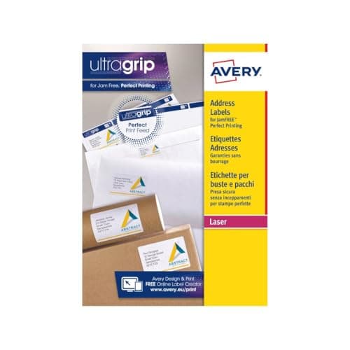 Image of Avery JamFREE, Printable, Address Labels, FSC Certified, 63.5 x 38.1 mm, White, 21 Labels per Sheet, 210 Blank Labels per Pack (L7160-10)