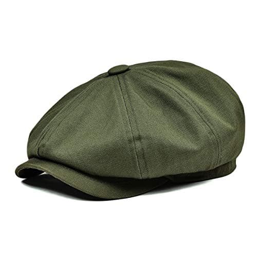 Image of BOTVELA Men's 8 Piece Newsboy Flat Cap 100% Cotton Gatsby Ivy Golf Cabbie Hat (Green, 7 3/8)