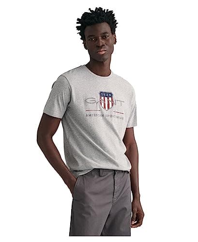 Image of GANT Men's Reg Archive Shield SS T-Shirt, Grey Melange, L