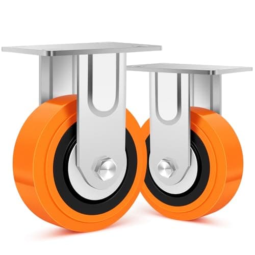 Image of Humagineer 125 mm Polyurethane Heavy Duty Castors Fixed Castors (Fixed), Industrial Castors Heavy Duty Load Capacity 400 kg per Roller with Double Ball Bearing for Industrial Equipment, Machinery, Set