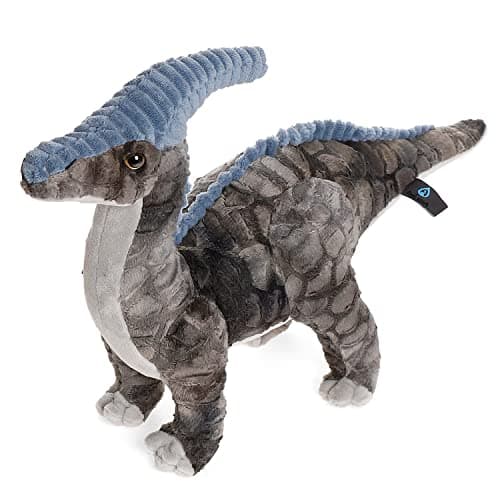 Image of Dinosaur Plush Toy, 16" Parasaurolophus Stuffed Animal Throw Plushie Pillow Doll, Soft Grey Fluffy Friend Hugging Cushion - Present for Every Age & Occasion