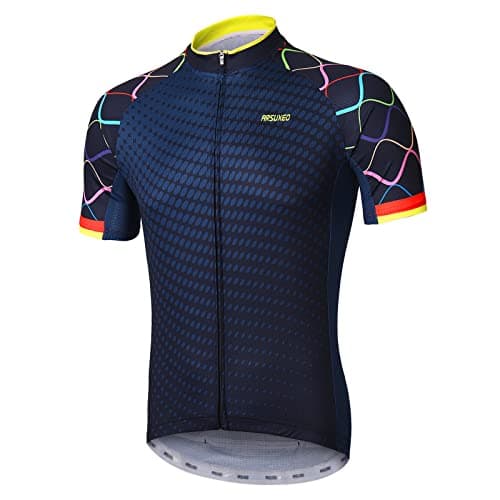 Image of ARSUXEO Mens Cycling Jersey Short Sleeves Mountain Bike Jersey Bright Bike T-Shirt Breathable Cycle Top ZY845 M