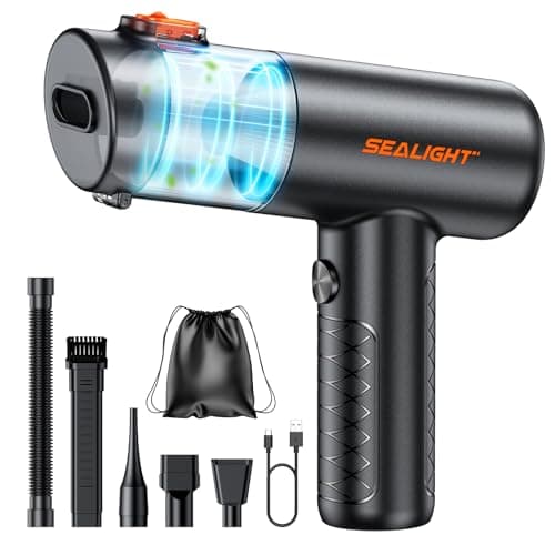 Image of SEALIGHT Handheld Vacuum Cleaner, 28000Pa Powerful Car Vacuum Cleaner Cordless, 4-in-1 Mini Vacuum Air Duster, 400,000 RPM Brushless Motor, Rechargeable Portable Vacuum for Car, Home, Kitchen