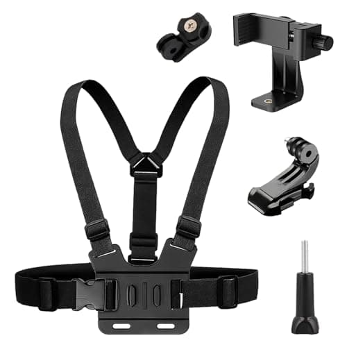 Image of Adjustable Elastic Belt, Body Mount Chest Head Strap Harness, Phone Chest Mount, Chest Mount Harness Set for GoPro 13 12 11 10 9 8 7 6 5 4 3, Insta 360 Cameras, Smartphones and Most Action Cameras