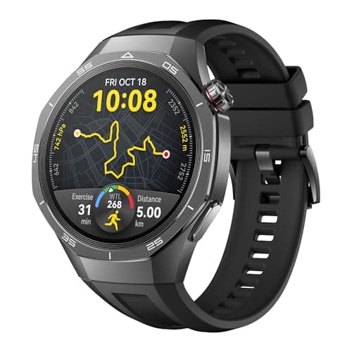 Image of HUAWEI WATCH GT 5 Pro 46 mm Smartwatch for men, Titanium Alloy, Golf Watch, Health Tracking, ECG monitoring, up to 14 Days Battery Life, GPS, Bluetooth call, iOS& Android Compatible, Black