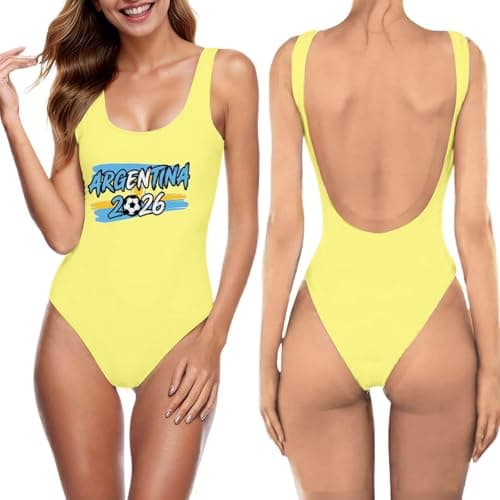 Image of Generisch Football World Cup 2026 Fan Item Swimsuit with Floral Pattern, V-Neck, Tank Top, Monokini, Ideal for Beach Pool, yellow, S