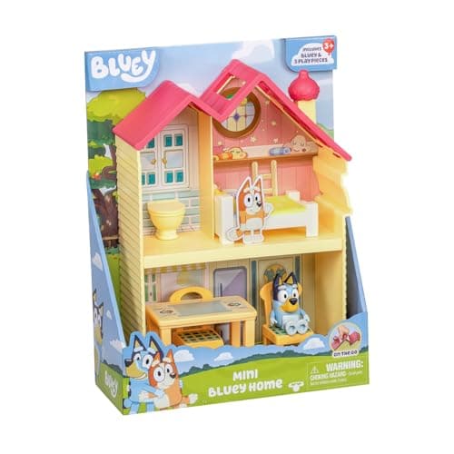 Image of Bluey Mini Home Playset Compact House Playset With Carry Handle Three Different Rooms Kitchen, Bedroom and Bathroom Includes Figure With 5 Play Pieces
