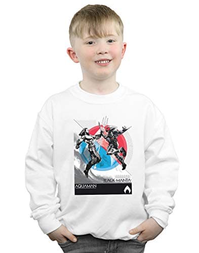 Image of Absolute Cult DC Comics Boys Aquaman Vs Black Manta Sweatshirt White 9-11 Years