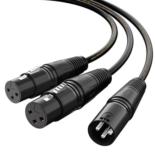 Image of Tisino Y Cable, XLR Mic Combiner, Balanced Microphone Adapter (2 Female to 1 Male) - 2m