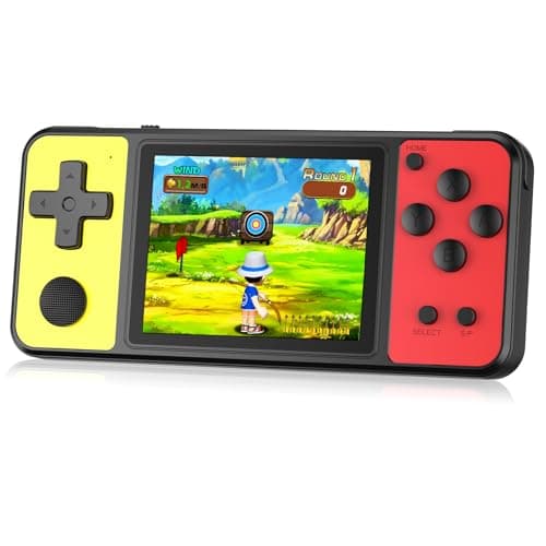 Image of ZHISHAN 32 Bit Handheld Games for Kids Built-in 139 Video Games,3.0" IPS Screen Rechargeable Portable Arcade Gaming Player,Electronic Toys for Boys Girls Birthday Xmas Gift (Yellow-Red)