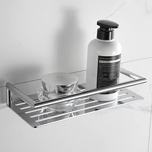 Image of Wall Mounted Bathroom Shower Organiser Shelf Bottle Basket Matt Black or Chrome Verso (Polished Chrome)