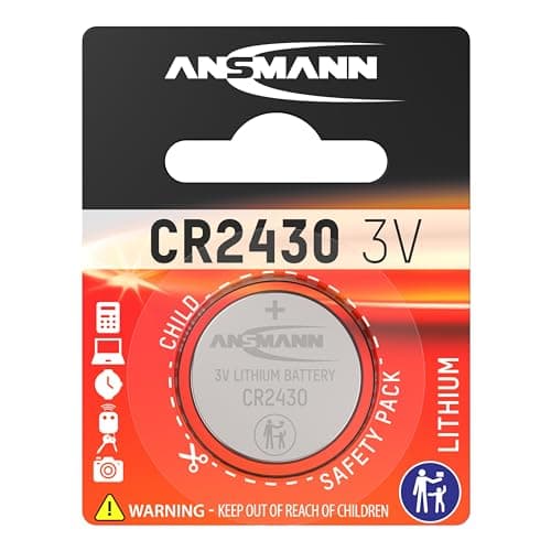 Image of Ansmann CR2430 Coin Battery [Pack of 1] Lithium 3V Button Cell Ideal For Cameras, Calculators, Watches, Mini Torches, Calculators, Remote Controls and Car Alarms