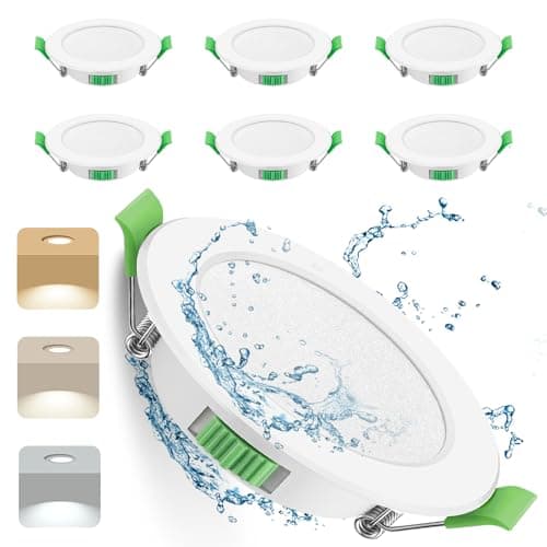 Image of LED Downlights Ultra Slim 7W LED Recessed Ceiling Lights Dimmable 6 Pack, Warm White 3000K Neutral White 4000K Cool White 6500K Adjustable, IP44 Round Spotlights for Kitchen Living Room Bathroom