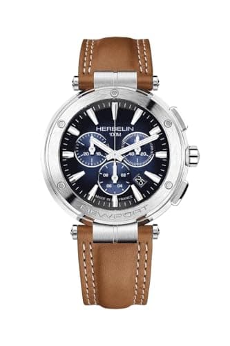 Image of Michel Herbelin Newport Mens Analogue Swiss Quartz Watch with Leather Bracelet 37688A35GD