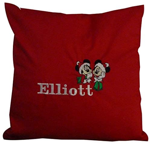 Image of Giftsabc Personalised christmas cushion with Mickey and minnie (red)