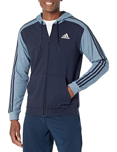 Image of adidas Men's Essentials M lange French Terry Full Zip Hoodie, Ink/Ink Melange, XL