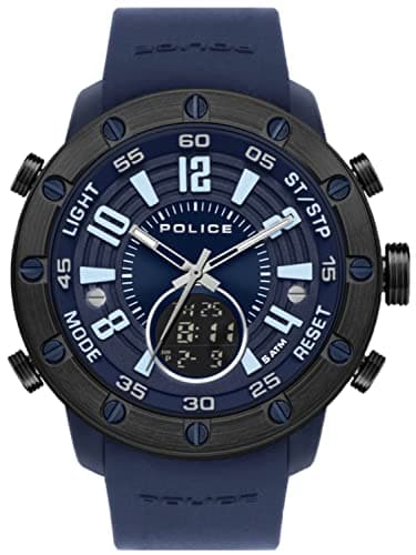 Image of Police Watches batur Mens Analogue - Digital Watch with Silicone Bracelet PL.16015JPBLU-03P