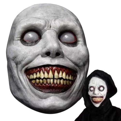 Image of WEQNGIU Scary Halloween Mask Smiling Demons Horror Mask Scariest Creepy Masks Evil Devil Creepy Mask for Cosplay Party Props Costume
