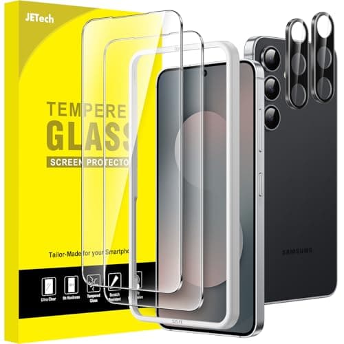 Image of JETech Screen Protector for Samsung Galaxy S25 FE with Camera Lens Protector, 9H Tempered Glass Film with Easy Installation Tool, Fingerprint ID Compatible, HD Clear, 2-Pack Each