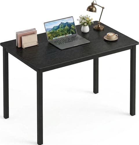 Image of Blisswood 80 x 50 cm Desk, Small Computer Desk for Home Office, Study Office Table for Small Space, Wooden PC Desk with Metal Frame for Bedroom, Living Room, Black