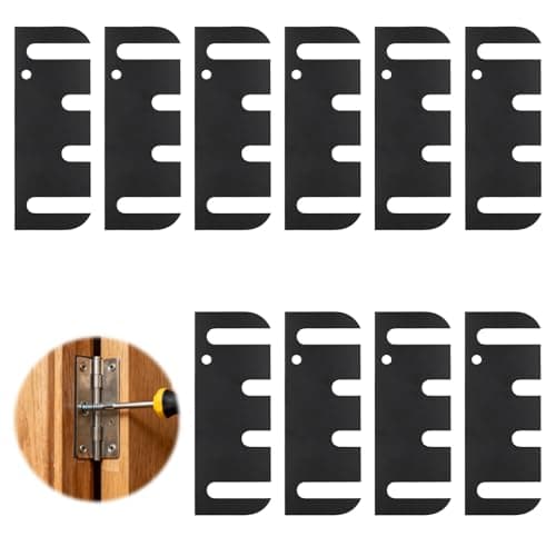Image of 10pcs Door Hinge Shims, 10cm/4 Inch Stainless Steel Hardware Hinge Washers Adjustable Spacer for Doors Filling Gaps Align for Repair Kit (Black)