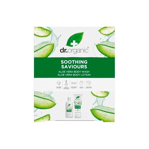 Image of Dr Organic Aloe Vera Soothing Saviours Body Duo, with Body Wash & Lotion, Moisturising, All Skin Types, Natural, Vegan, Cruelty-Free, Paraben & SLS-Free, Recycled & Recyclable, Organic