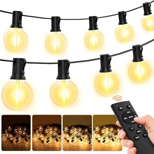 Image of MAGGIFT 45M/150FT Garden Lights Mains Powered with Remote/Timer/3 Modes - Garden Festoon Plug in String Lights with G40 LED Bulbs, Waterproof Hanging Patio Lighting for Fence Cafe Bistro Yard