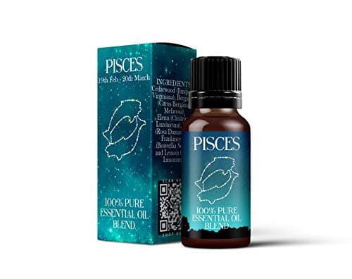 Image of Mystix London | Pisces Zodiac Sign Astrology Essential Oil Blend 10ml | Uplifting Citrus & Resin Aroma | Bergamot Citrus Bergamia Frankincense Boswellia Serrata