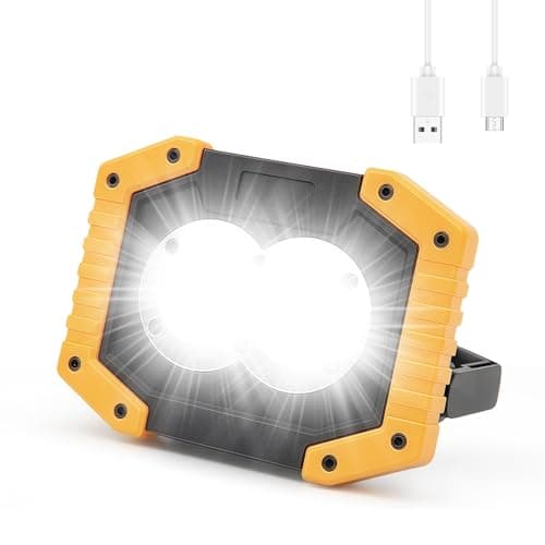 Image of flintronic Rechargeable LED Work Light, 10W Portable COB Floodlight Waterproof Camping Lights, 3 Modes 2000LM Security Lights Outdoor for Garage Hiking Fishing Emergency (Batteries Included)
