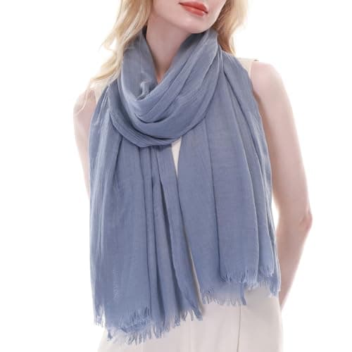Image of RIIQIICHY Blue Scarf for Women Ladies Lightweight Scarves Pashmina Shawls Wraps Wedding Head Neck Scarfs